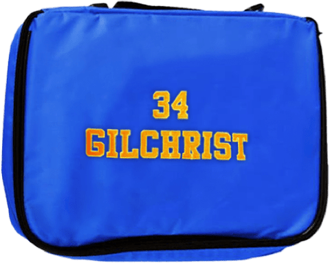 custom embroidered pin bag with player name and number